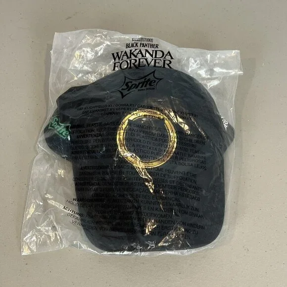Marvel Wakanda Forever Black Gold Panther Baseball Cap x Sprite Collab Hat - Picture 1 of 8
